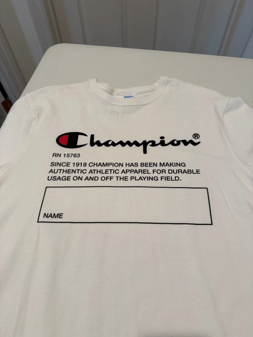 NWT Champion White Heritage Graphic Logo Short Sleeve Tee Rare Find Y2K L Summer - Picture 5 of 15